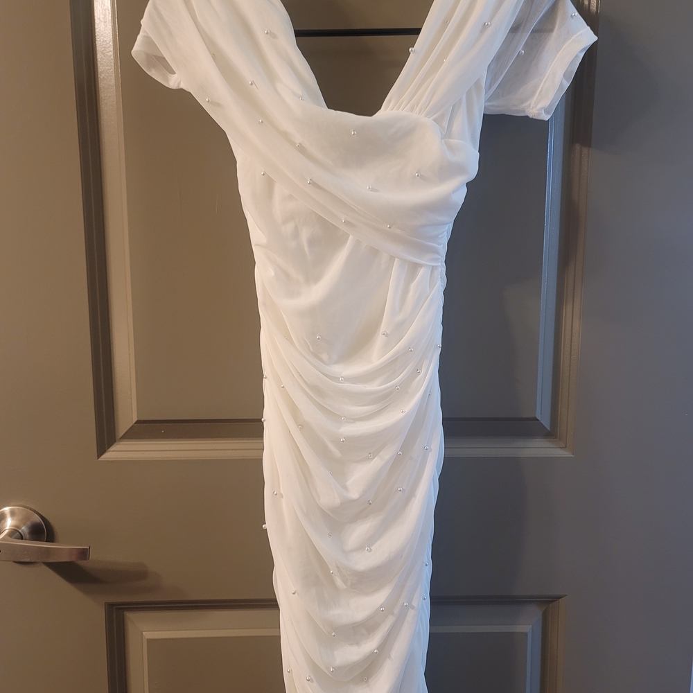 Elegant White Draped Dress